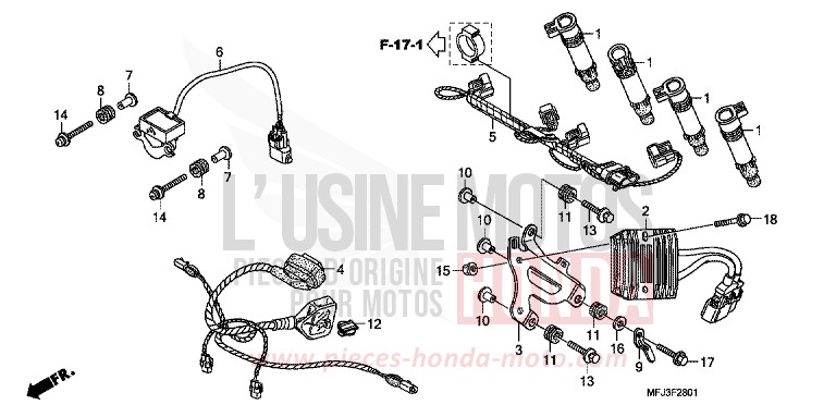 FAISCEAU SECONDAIRE de CBR600RR ABS GRAPHITE BLACK (NHB01) de 2010